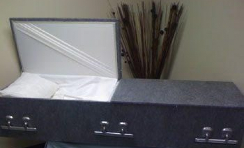 Grey Cloth Fiberboard Casket by Colma Cremation and Funeral Services in Colma, CA